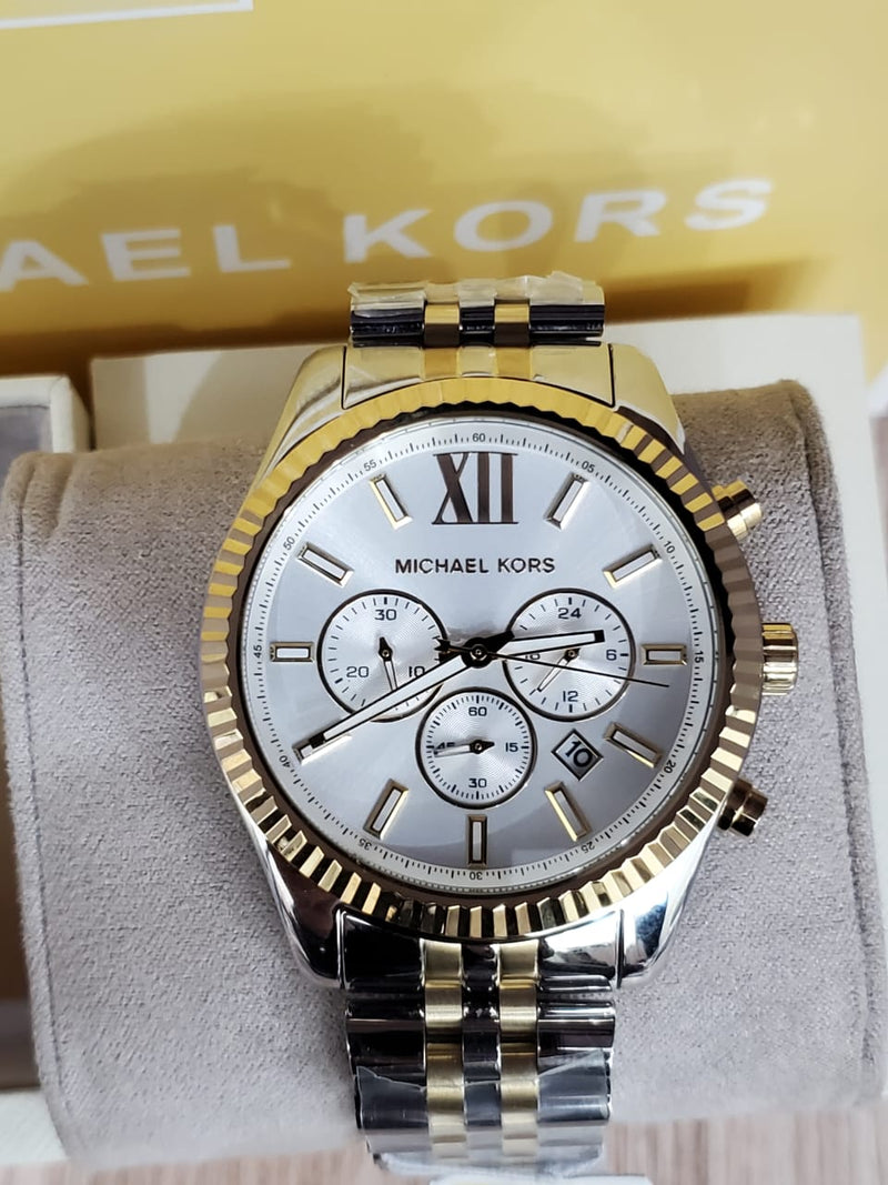Michael Kors Lexington Silver Dial Two Tone Steel Strap Watch for Men - MK8344 Buy Now By Michael Kors