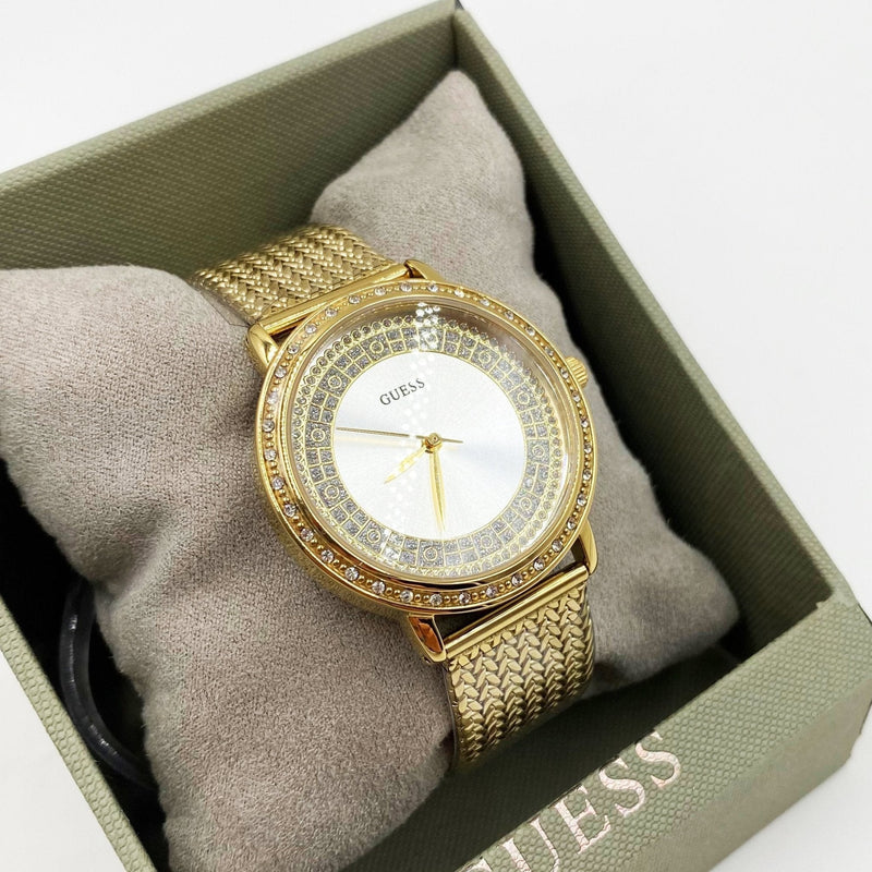 Guess Willow Two Tine Dial Gold Mesh Bracelet Watch For Women - W0836L3 Buy Now By Guess