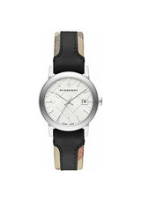Burberry The City White Dial Black Haymarket Leather Strap Watch for Women - BU9150 Buy Now By Burberry