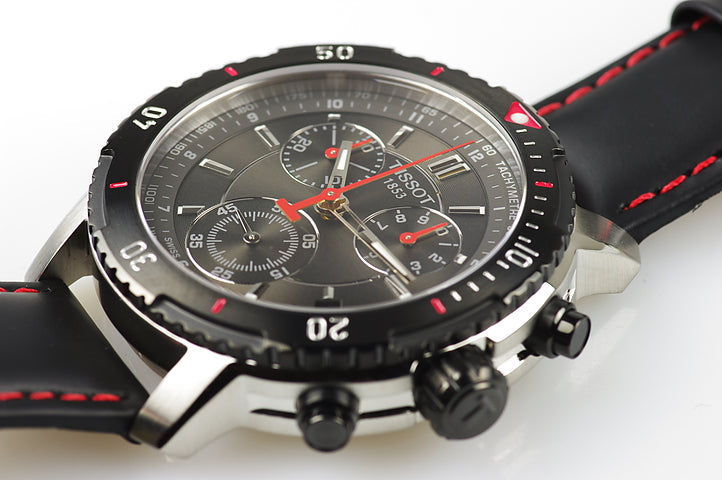 Tissot T Sport PRS 200 Chronograph Grey Dial Black Leather Strap Watch For Men - T067.417.26.051.00 Buy Now By Tissot