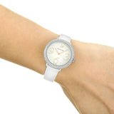 Shop Swarovski Crystal Frost Silver Dial White Leather Strap Watch for Women - 5484070 in USA