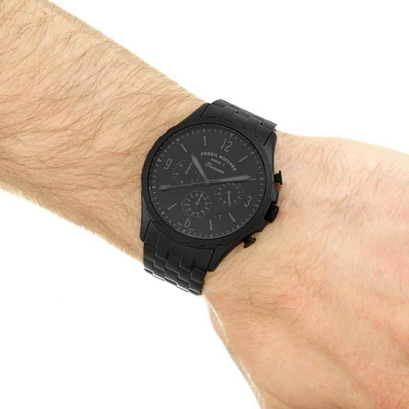 Fossil Forrester Chronograph Black Dial Black Steel Strap Watch for Men - FS5697 Buy Now By Fossil