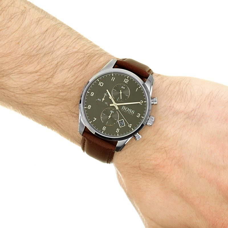 Hugo Boss Skymaster Grey Dial Brown Leather Strap Watch for Men - 1513787 Buy Now By Hugo Boss