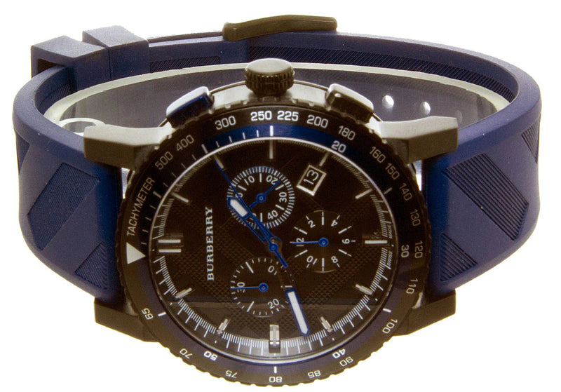 Burberry The City Sport Chronograph Black Dial Blue Rubber Strap Watch For Men - BU9807 Buy Now By Burberry