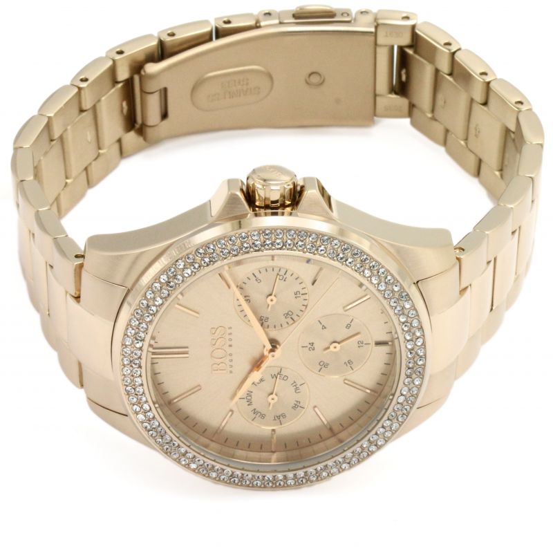 Shop Hugo Boss Premiere Rose Gold Dial with DIamonds Rose Gold Steel Strap Watch for Women - 1502443 in USA
