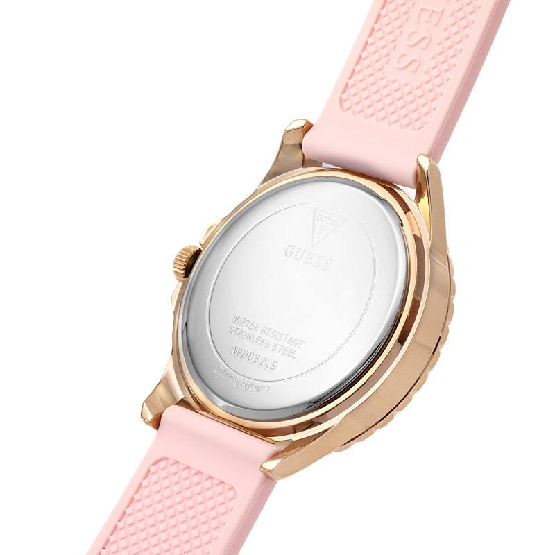 Shop Guess Sparkling Diamonds Pink Dial Pink Rubber Strap Watch for Women - W0032L9 in USA