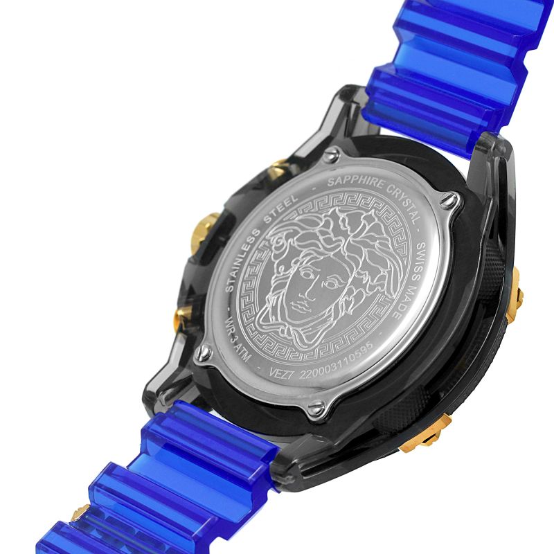Versace Icon Active Chronograph Black Dial Blue Rubber Strap Watch For Men VEZ700521 Buy Now By Versace