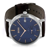 Hugo Boss Corporal Blue Dial Brown Leather Strap Watch for Men - 151363