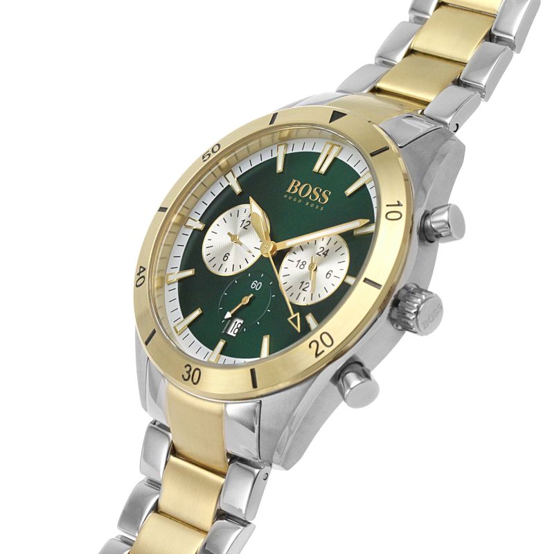 Hugo Boss Santiago Green Dial Two Tone Steel Strap Watch for Men - 1513872 Buy Now By Hugo Boss