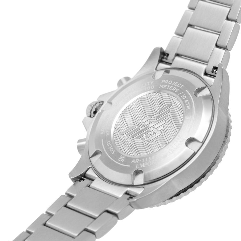 Emporio Armani Diver Chronograph Green Dial Silver Steel Strap Watch For Men - AR11500 Buy Now By Emporio Armani