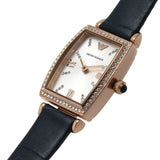 Emporio Armani Gianni T Bar Crystals Silver Dial Blue Leather Strap Watch For Women - AR11469 Buy Now By Emporio Armani