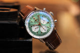 Shop Breitling Navitimer B01 Chronograph 41 Green Dial Brown Leather Strap Watch for Men - AB0139211L1P1 in USA