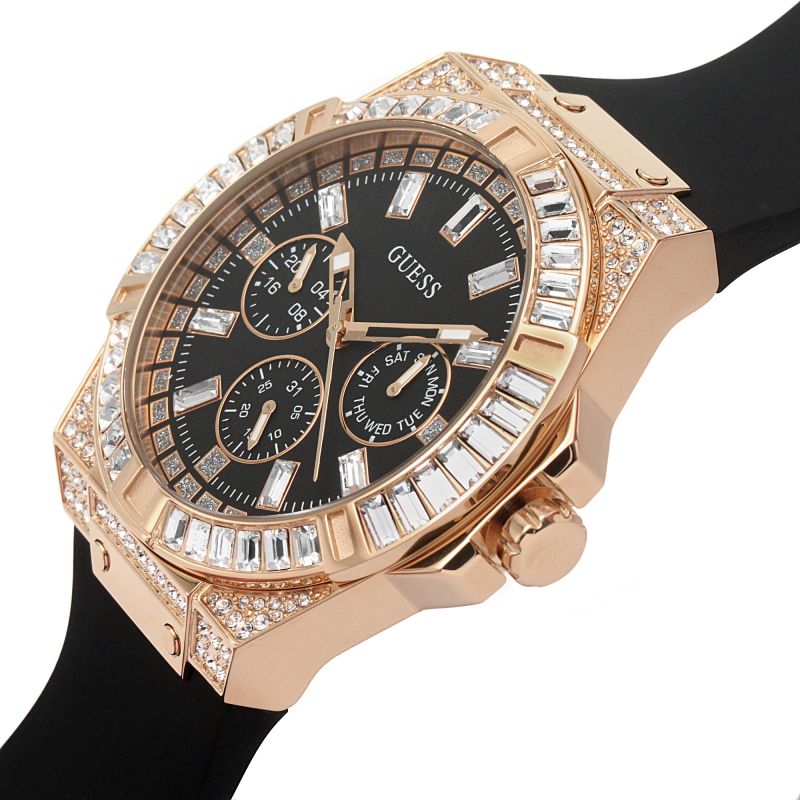 Shop Guess Venus Diamonds Black Dial Black Rubber Strap Watch for Women - GW0118L2 in USA