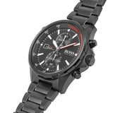 Shop Hugo Boss Globetrotter Black Dial Black Steel Strap Watch for Men - 1513825 in USA