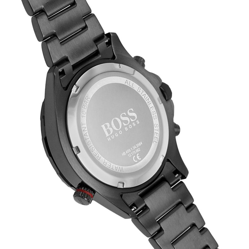Shop Hugo Boss Globetrotter Black Dial Black Steel Strap Watch for Men - 1513825 in USA