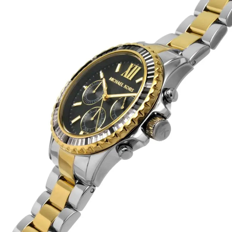 Michael Kors Everest Chronograph Black Dial Two Tone Steel Strap Watch For Women - MK7209 Buy Now By Michael Kors