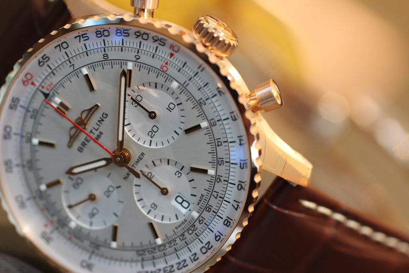 Shop Breitling Navitimer B01 Chronograph 41 White Dial Brown Leather Strap Watch for Men - RB0139211G1P1 in USA