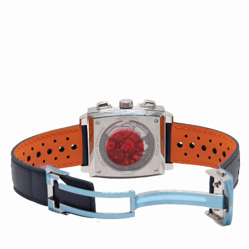 Tag Heuer Monaco Gulf Automatic Chronograph Blue Dial Blue Leather Strap Watch for Men - CBL2115.FC6494 Buy Now By Tag Heuer