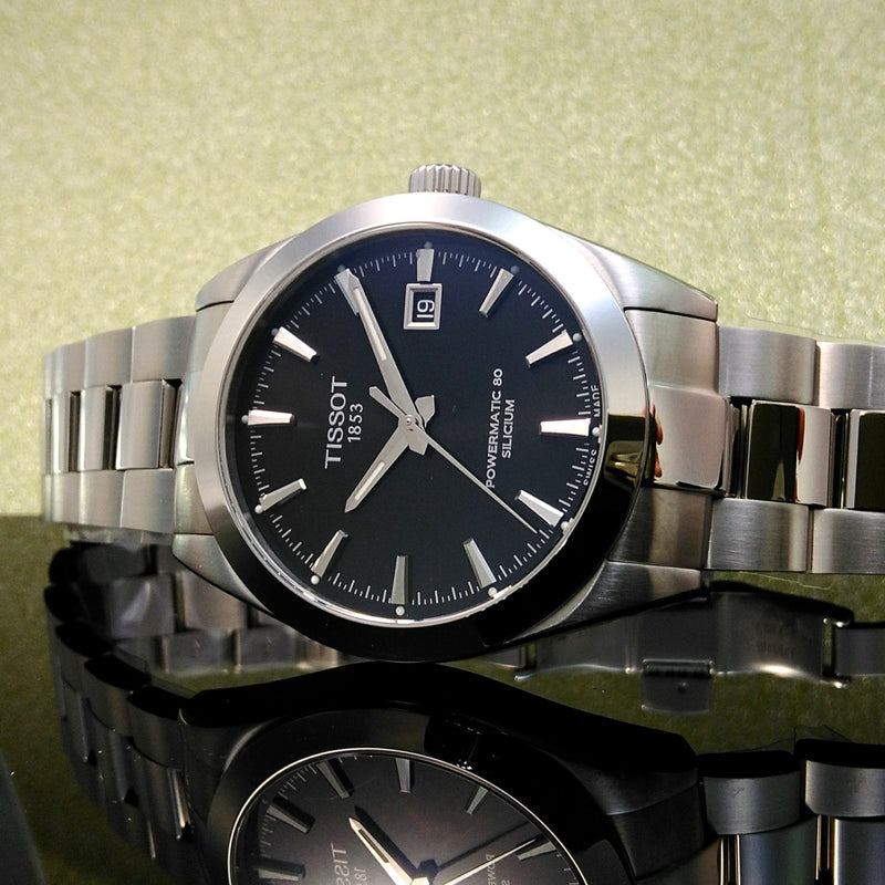 Tissot Gentleman Powermatic 80 Silicium Black Dial Silver Steel Strap Watch For Men - T127.407.11.051.00 Buy Now By Tissot