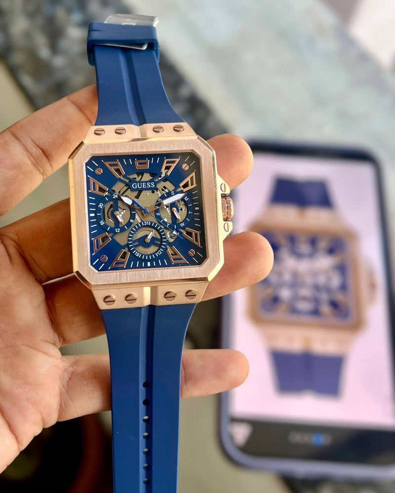 Guess Leo Chronograph Blue Dial Blue Silicone Strap Watch For Men - GW0637G3 Buy Now By Guess
