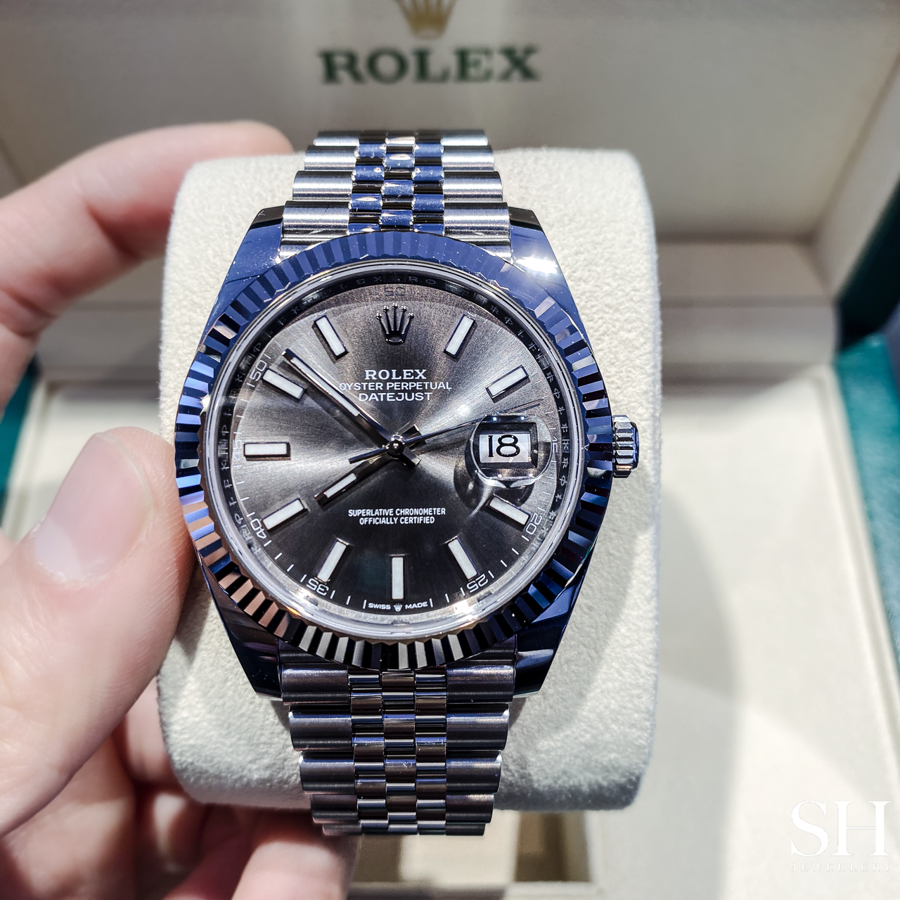Rolex Datejust 41 Oyster Grey Dial Two Tone Oystersteel & White Gold Strap Watch for Men - M126334-0014