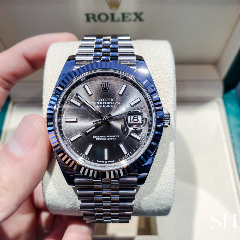 Shop Rolex Datejust 41 Oyster Grey Dial Two Tone Oystersteel & White Gold Strap Watch for Men - M126334-0014 in USA