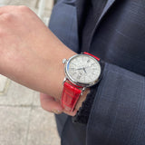 IWC Portofino Automatic Diamonds Silver Dial Red Leather Strap Watch for Women - IW357408 Buy Now By IWC