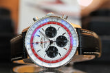 Shop Breitling Navitimer B01 Chronograph 43 Boeing 747 White Dial Black Leather Strap Watch for Men - AB01383B1G1P1 in USA