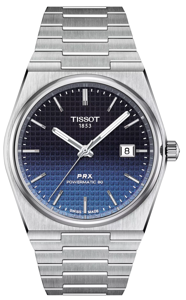 Shop Tissot Powermatic 80 Automatic Gradient Blue Dial Silver Steel Strap Watch for Men - T137.407.11.051.01 in USA