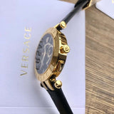 Versace V-Race Quartz Black Dial Black Leather Strap Watch For Men - VEBV00119 Buy Now By Versace