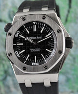 Audemars Piguet Royal Oak Offshore Diver Black Dial Black Rubber Strap Watch for Men - 15710ST.OO.A002CA.01