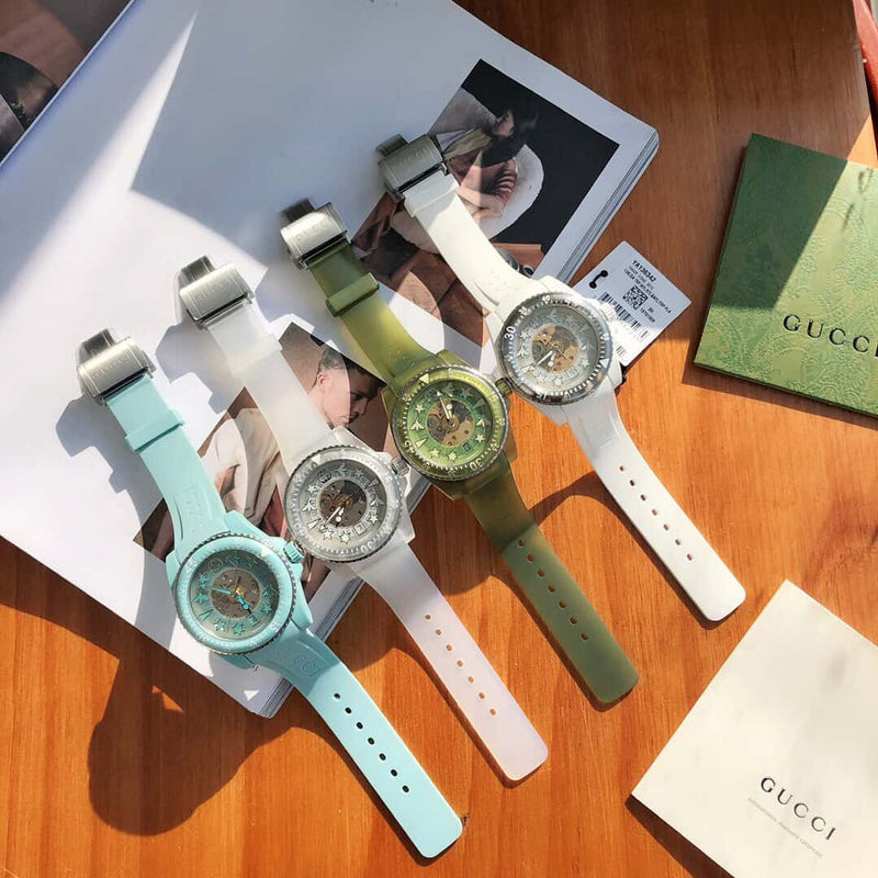 Shop Gucci Dive Automatic White Dial White Rubber Strap Unisex Watch - YA136342 in USA
