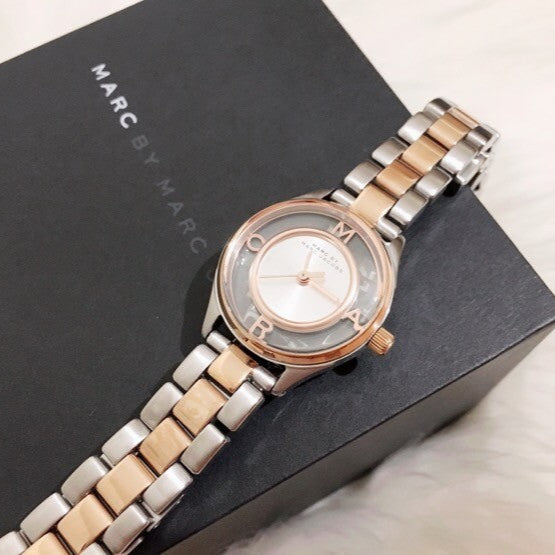 Marc Jacobs Tether Transparent White Dial Two Tone Steel Strap Watch for Women - MBM3418 Buy Now By Marc Jacobs