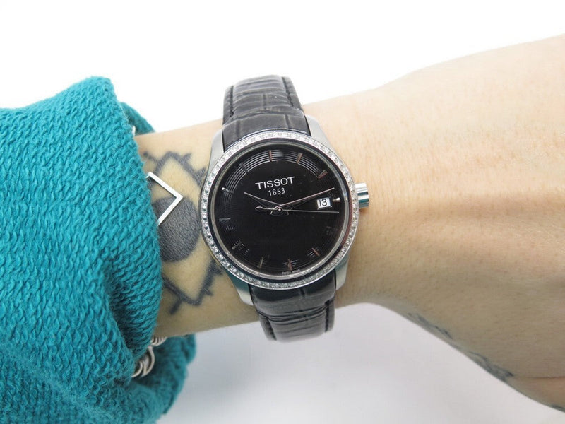 Tissot T Trend Couturier Diamonds Black Dial Black Leather Strap Watch for Women - T035.210.66.051.00 Buy Now By Tissot