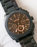 Fossil Machine Chronograph Black Dial Black Steel Strap Watch for Men - FS4682 Buy Now By Fossil