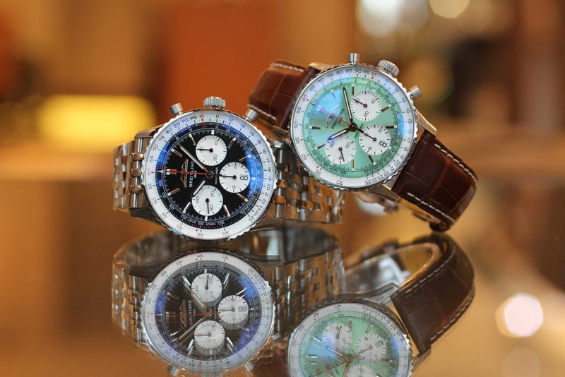 Shop Breitling Navitimer B01 Chronograph 41 Green Dial Brown Leather Strap Watch for Men - AB0139211L1P1 in USA