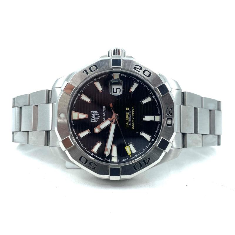 Shop Tag Heuer Aquaracer Automatic Match Timer Black Dial Silver Steel Strap Watch for Men - WAY201G.BA0927 in USA