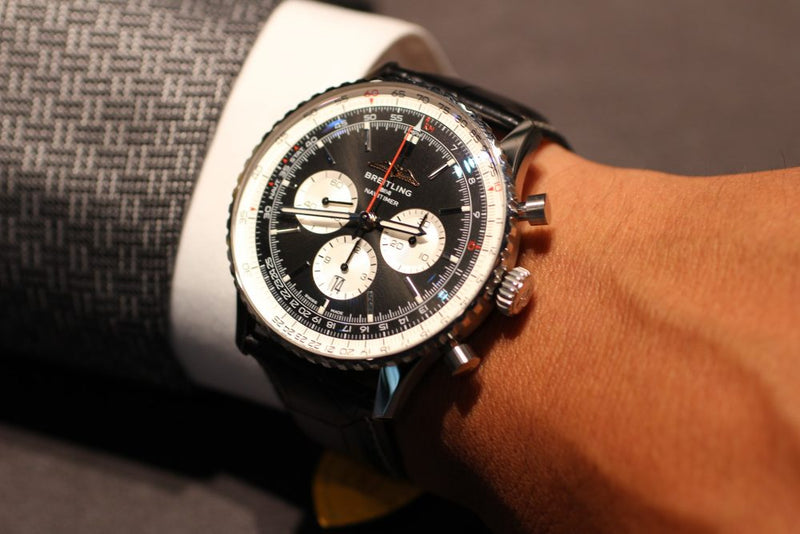 Shop Breitling Navitimer B01 Chronograph 46 Black Dial Black Leather Strap Watch for Men - AB0137211B1P1 in USA