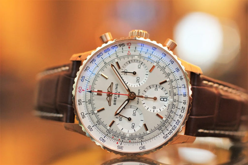 Shop Breitling Navitimer B01 Chronograph 41 White Dial Brown Leather Strap Watch for Men - RB0139211G1P1 in USA
