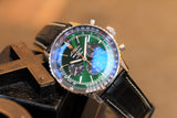 Shop Breitling Navitimer B01 Chronograph 46 Green Dial Black Leather Strap Watch for Men - AB0137241L1P1 in USA