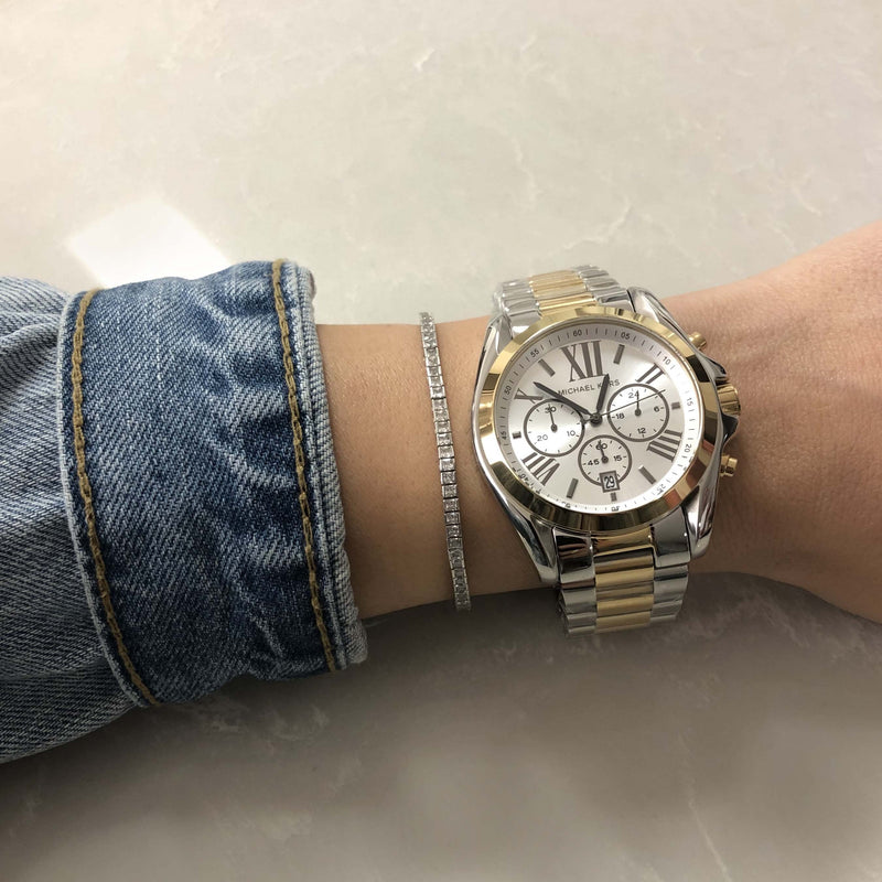 Michael Kors Bradshaw Chronograph Silver Dial Two Tone Steel Strap Watch For Women - MK5855 Buy Now By Michael Kors