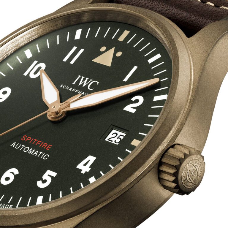 Shop IWC Pilot's Watch Automatic Spitfire Green Dial Brown Leather Strap Watch for Men - IW326802 in USA