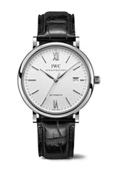 Shop IWC Portofino Automatic White Dial Black Leather Strap Watch for Men - IW356501 in USA