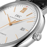Shop IWC Portofino Automatic White Dial Black Leather Strap Watch for Men - IW356517 in USA