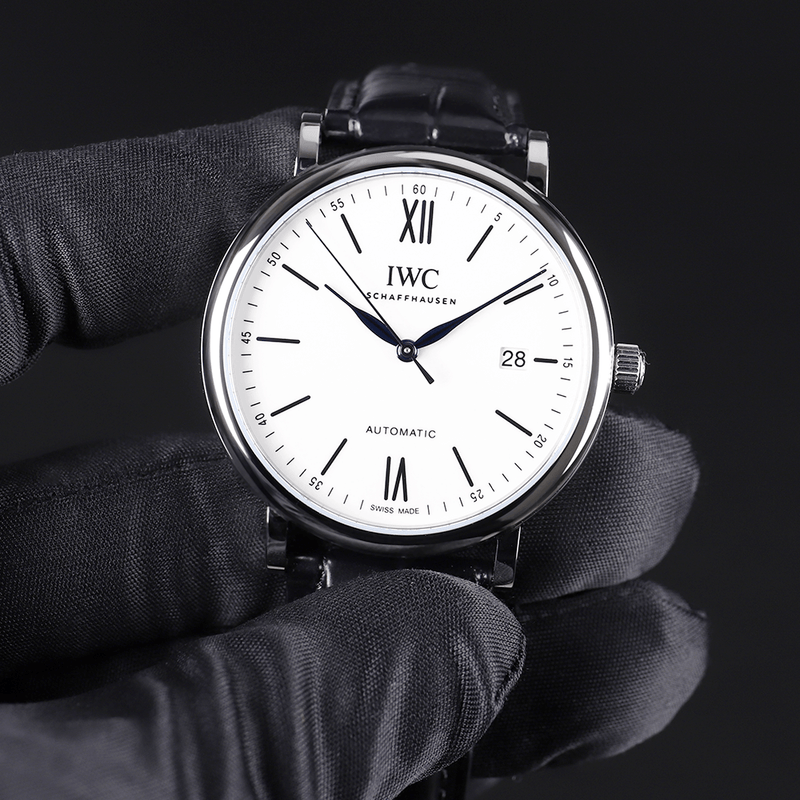 Shop IWC Portofino Automatic '150 Years' Edition Automatic White Dial Black Leather Strap Watch for Men - IW356519 in USA