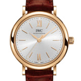 Shop IWC Portofino Automatic Silver Dial Red Leather Strap Watch for Women - IW357401 in USA