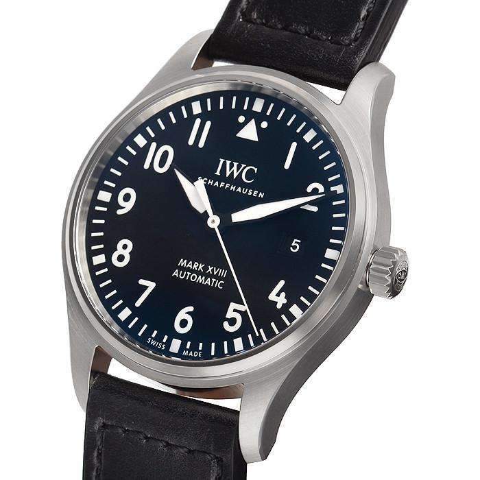 IWC Pilot's Mark XVIII 40mm Black Dial Black Leather Strap Watch for Men - IW327001 Buy Now By IWC
