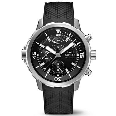 Shop IWC Aquatimer Chronograph Black Dial Black Leather Strap Watch for Men - IW376803 in USA