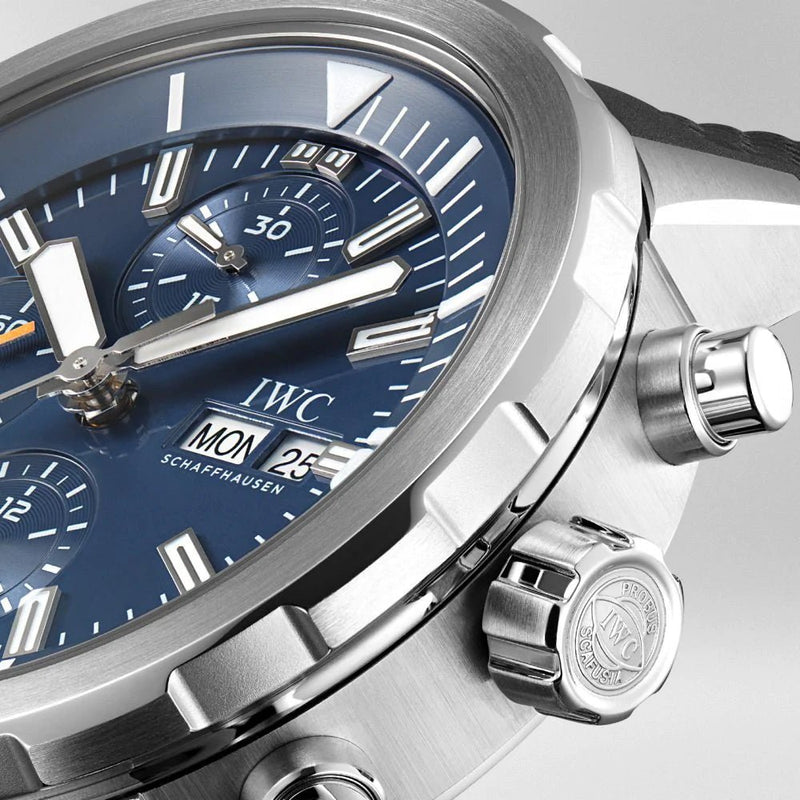 Shop IWC Aquatimer Automatic Chronograph 44mm Blue Dial Black Rubber Strap Watch for Men - IW376805 in USA