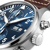 Shop IWC Pilot’s Watch Chronograph Edition “Le Petit Prince” Blue Dial Brown Leather Strap Watch for Men - IW377714 in USA